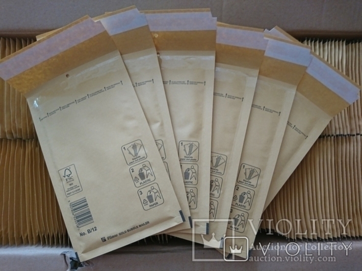 Бандерольные конверты В12 120х210 мм., 10 шт., Коричневые, Польша, фото №2