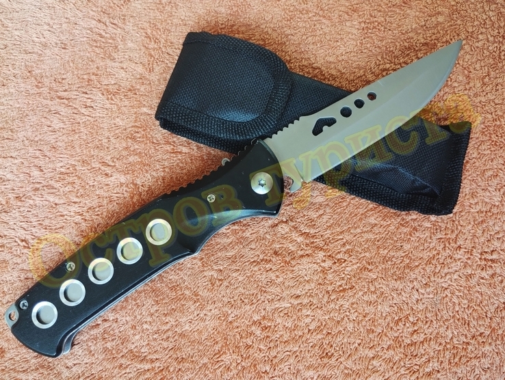 Нож выкидной кнопочный D89 с чехлом, фото №4