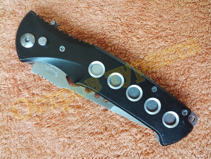 Нож выкидной кнопочный D89 с чехлом, фото №5