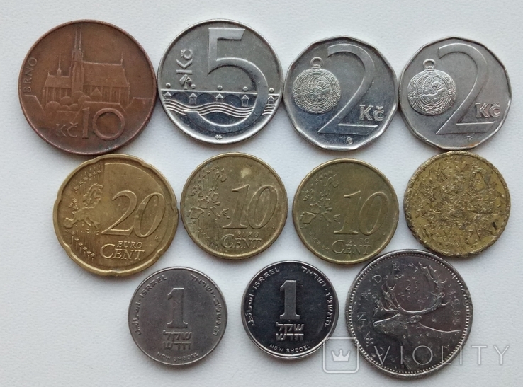 20 чешских крон + 1/2 евро + 2 шекеля, photo number 2