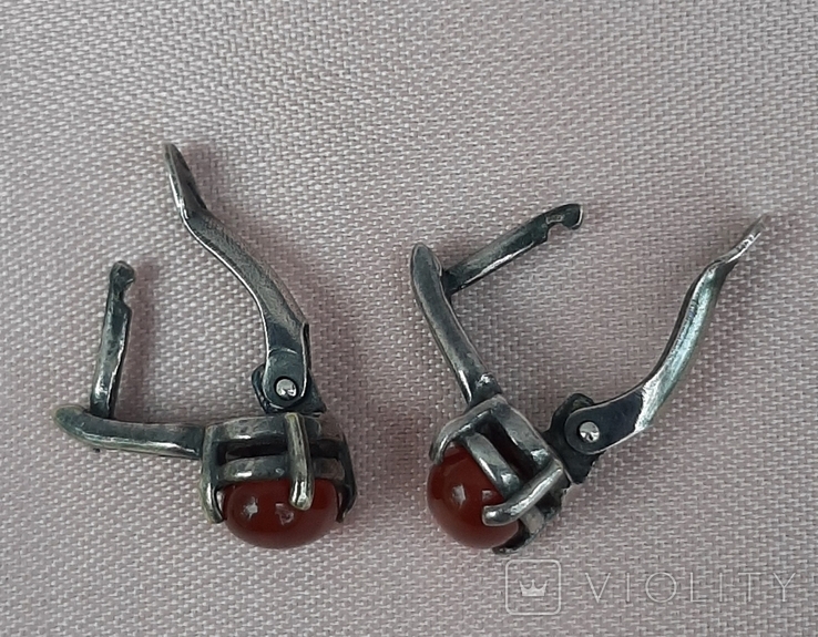 Carnelian earrings, silvering, photo number 6