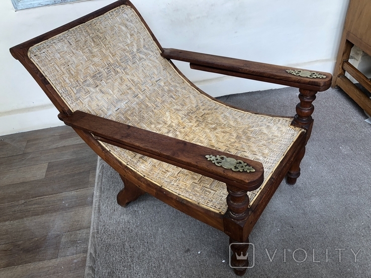 Antique armchair, India 1910-20, planter's chair, chaise longue, photo number 2