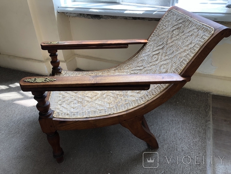 Antique armchair, India 1910-20, planter's chair, chaise longue, photo number 9