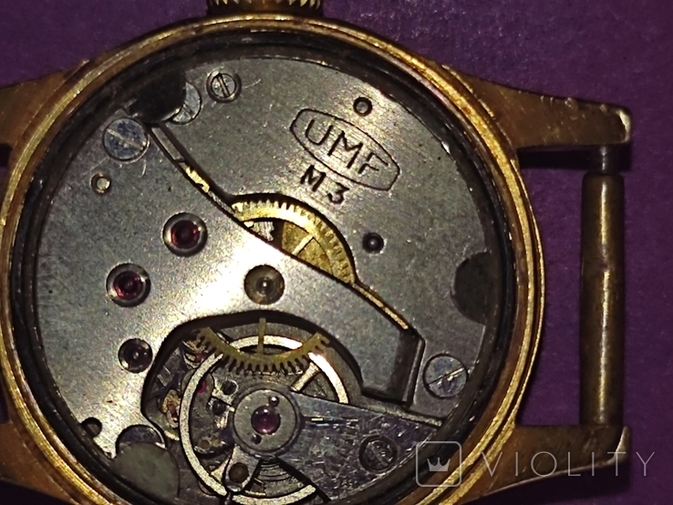 Винтаж. Женские позолоченные наручные часы UMF Ruhla M3. Германия, фото №3