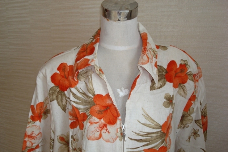 Canda C&amp;A вискоза лен Красивая летняя блузка женская на замке в цветочный принт, фото №4