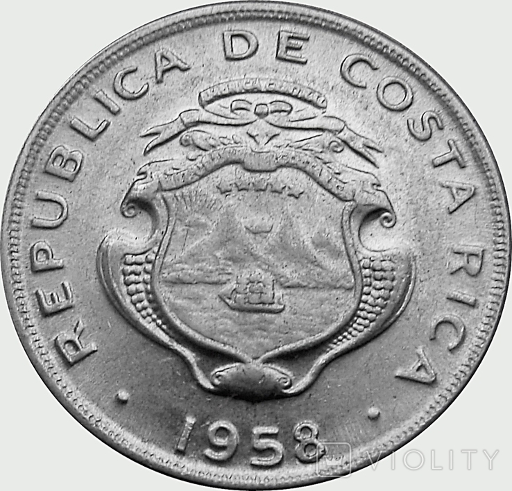 128.Costa Rica 10 centimos, 1958