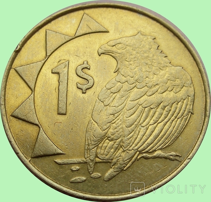128.Namibia 1 dollar, 1996.Buffoon eagle, photo number 2