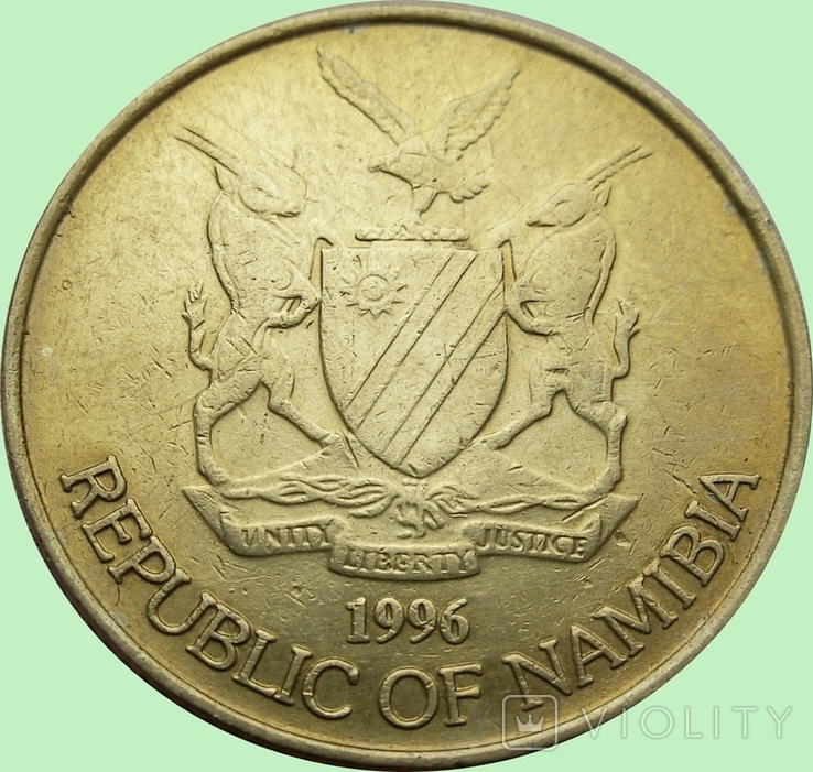 128.Namibia 1 dollar, 1996.Buffoon eagle, photo number 3
