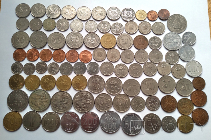 Монети країн світу, 95 шт, Азія, Австралія і Океанія, всі різні, підбірки по роках