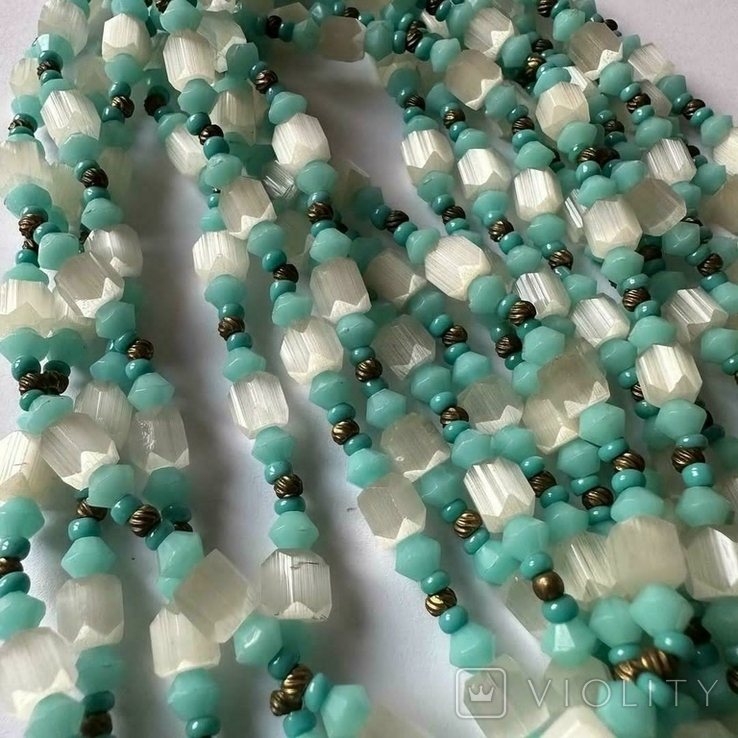 Satin glass beads 5-row., photo number 5