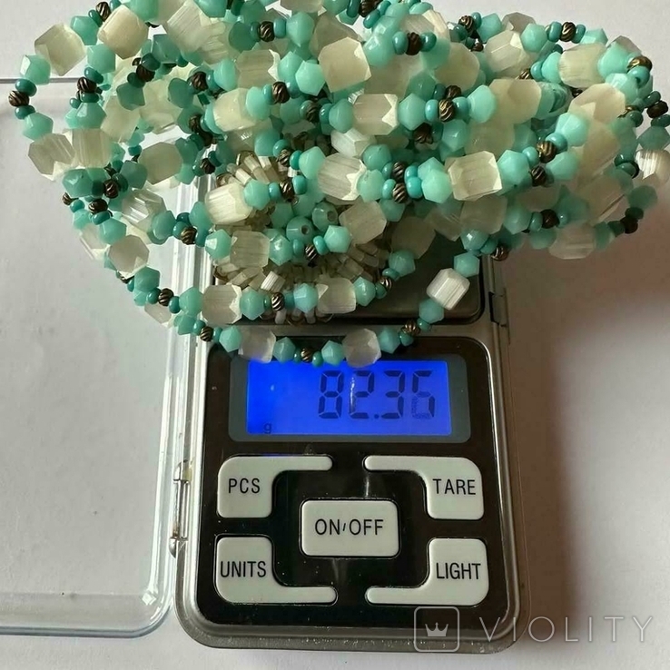 Satin glass beads 5-row., photo number 7