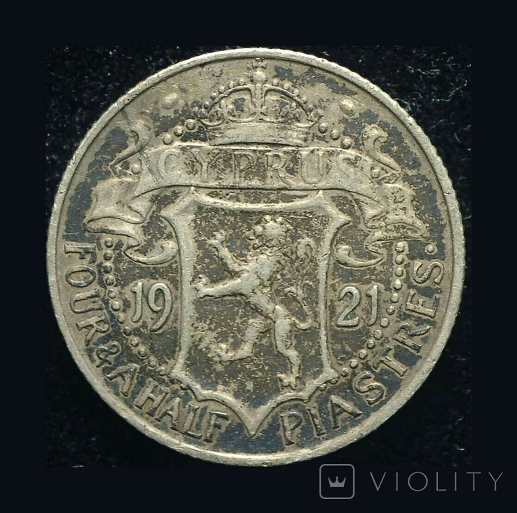Британский Кипр 4 1/2 пиастра 1921 серебро
