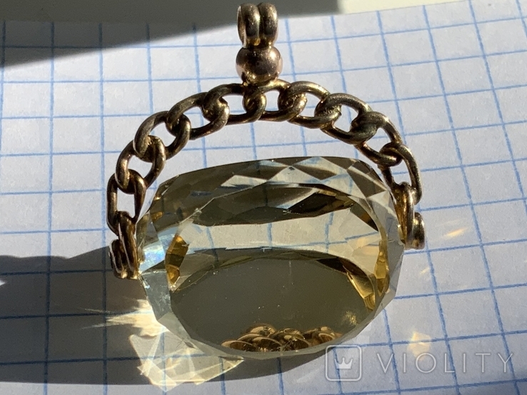 Natural citrine in gold pendant, certificate.