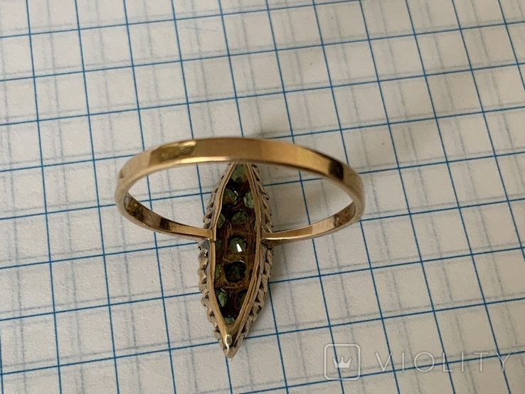 Gold ring with demantoids, USSR until 1958, photo number 7