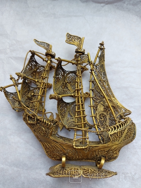 Portugal ship, filigree silver with gilding, enamel, photo number 6