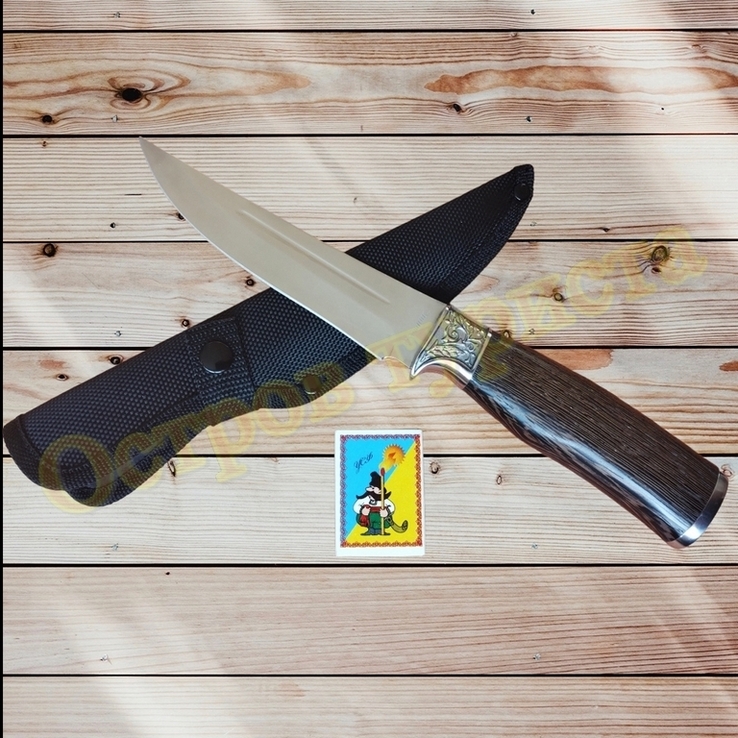 Нож туристический Охотник сталь 65Х13 чехлом 27 см, фото №3