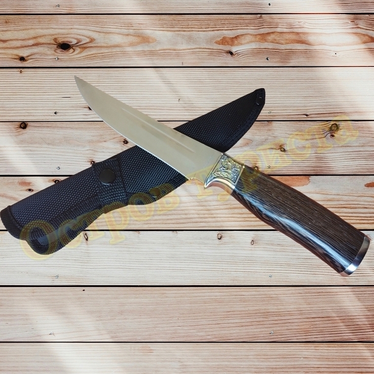 Нож туристический Охотник сталь 65Х13 чехлом 27 см, фото №2