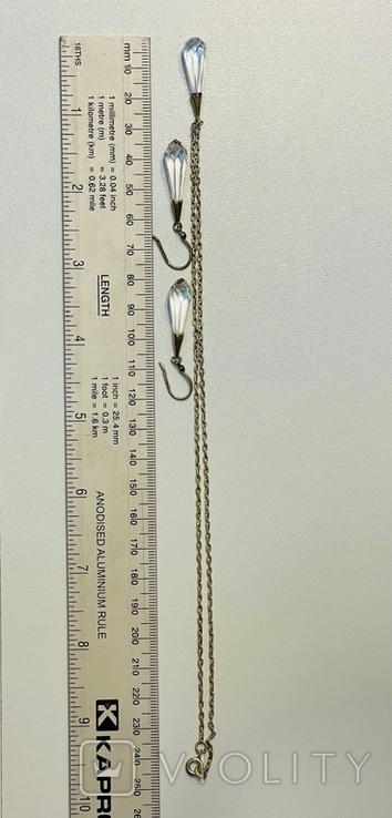 Pendant and Earrings Russian Gems Silver 875 Hallmark Rhinestone, photo number 5