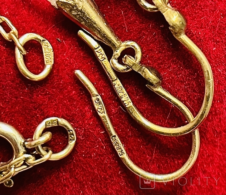 Pendant and Earrings Russian Gems Silver 875 Hallmark Rhinestone, photo number 7