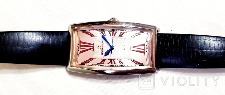 Romanson-Adel watch in chrome case with Swiss quartz guilloché dial, photo number 2