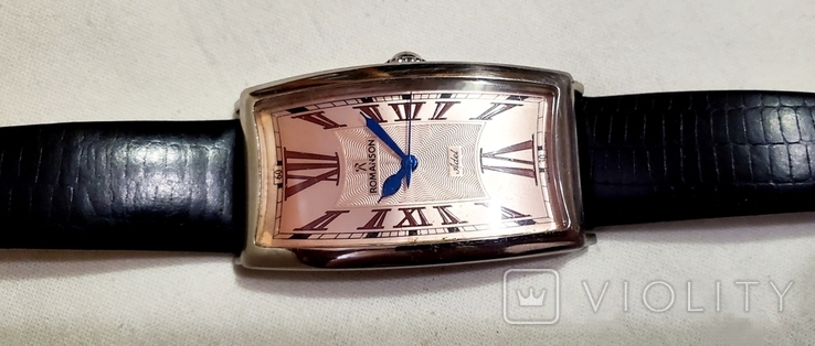 Romanson-Adel watch in chrome case with Swiss quartz guilloché dial, photo number 4