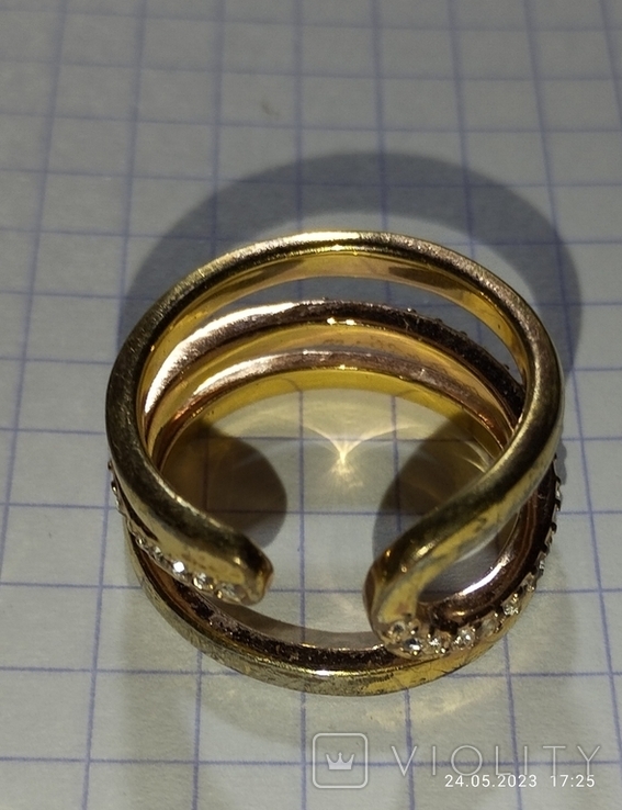Кольцо , позолота, фото №4