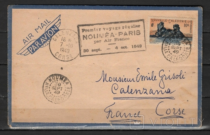 New Caledonia 1949 envelope air colony of France (e), photo number 2