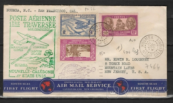 New Caledonia 1940 envelope air colony of France (e), photo number 2