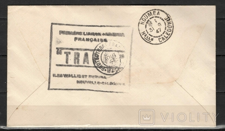 New Caledonia 1947 envelope air trapas bird fauna colony Francis lot2 i (e), photo number 3