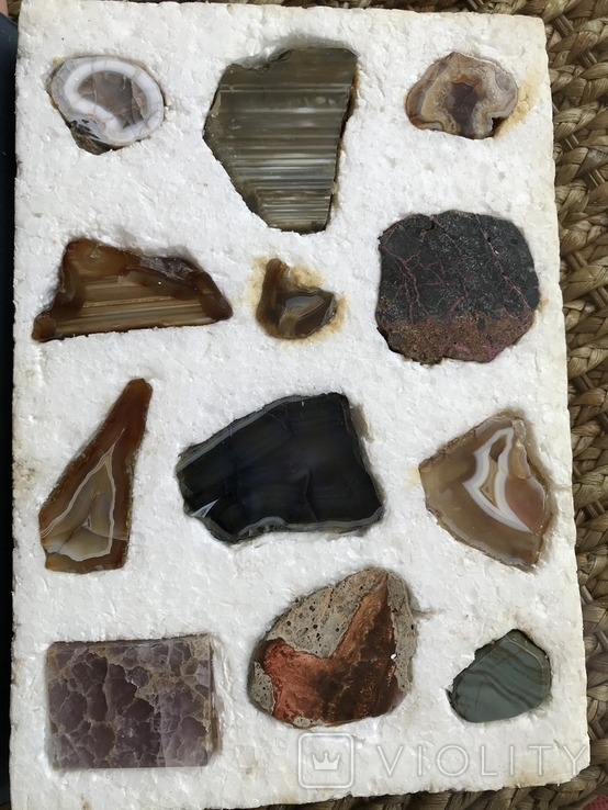 Коллекция миниралов из Чукотки Агат Оникс Яшма Аметист 12 камней, photo number 4
