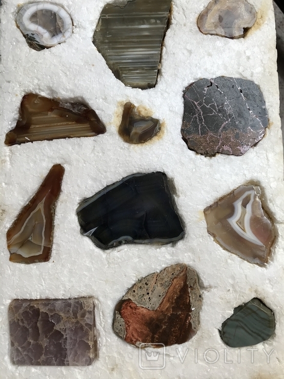 Коллекция миниралов из Чукотки Агат Оникс Яшма Аметист 12 камней, photo number 2
