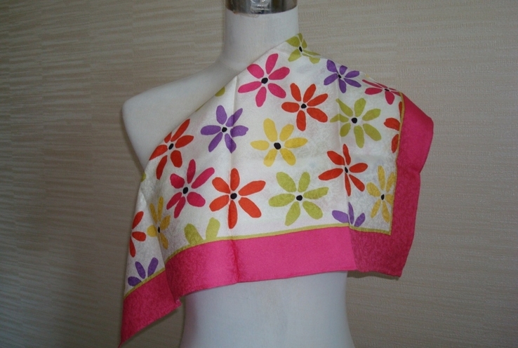  Jim Thompson оригинал 54/56 см Красивый платок из саржевого шелка в цветы Таиланд, фото №4