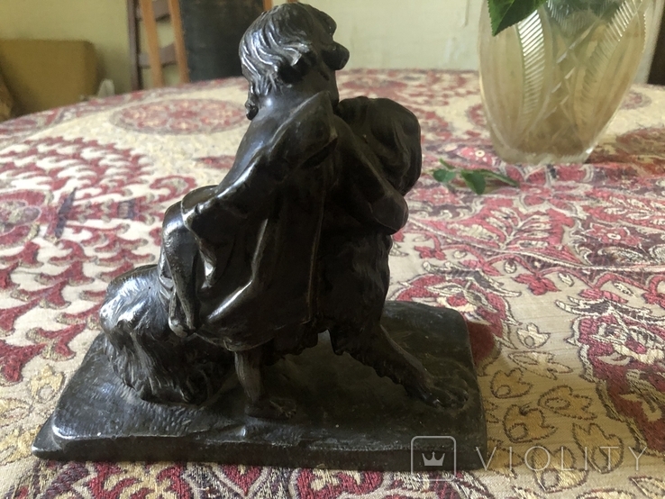 Author's figurine made of tin alloy girl with dog, photo number 3