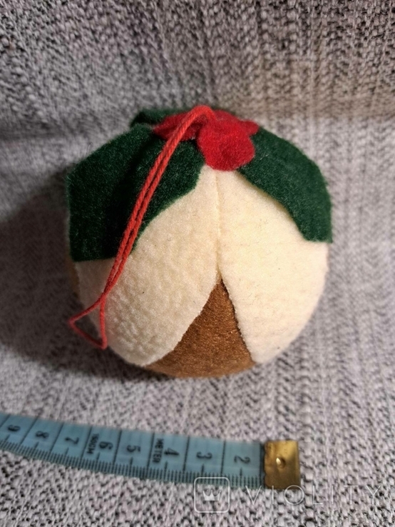 Ёлочная игрушка шар, текстиль, фото №4