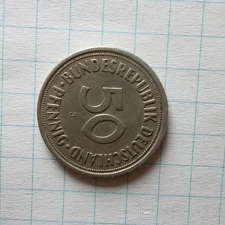 Німеччина 50 пфенігів, 1950 "J" - Гамбург, фото №3