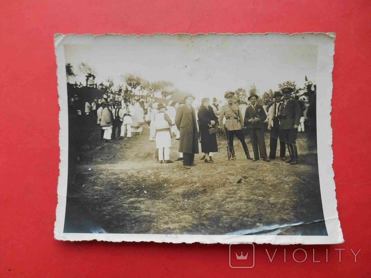 Bukovina 1930s Romanian officials at the holiday "Exit to the mountain valley". Hutsuls. Photo