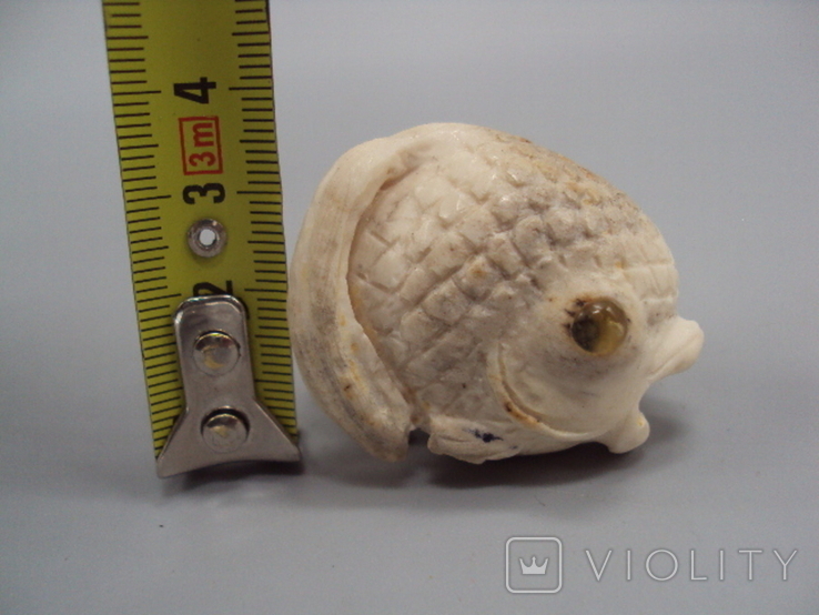Netsuke figure mammoth bone miniature fish fish figurine height 3.5 cm, weight 20.75 g, photo number 3