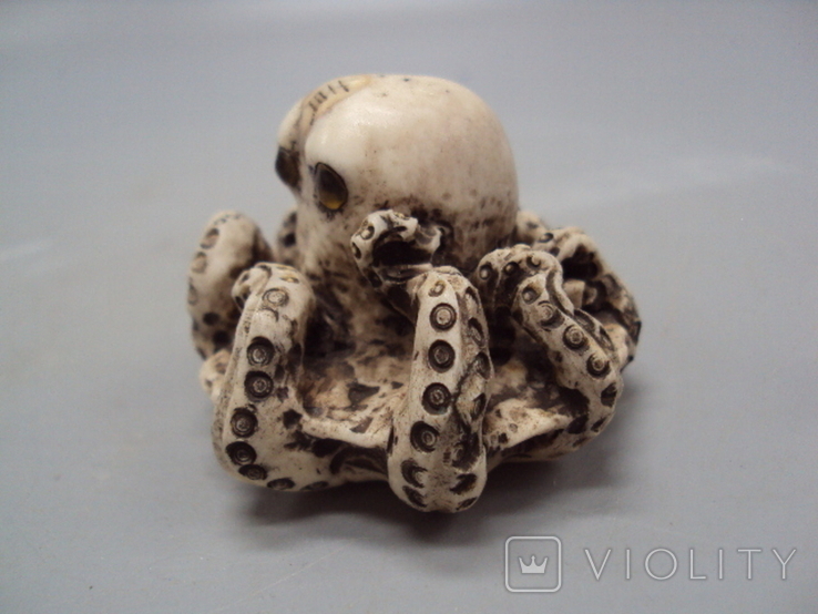 Netsuke figure figurine mammoth bone miniature octopus height 4.2 cm, weight 73.96 g, photo number 4