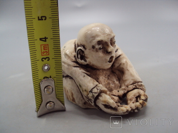 Netsuke figure figurine mammoth bone miniature man washes Japanese asks for weight 77.67g, photo number 3