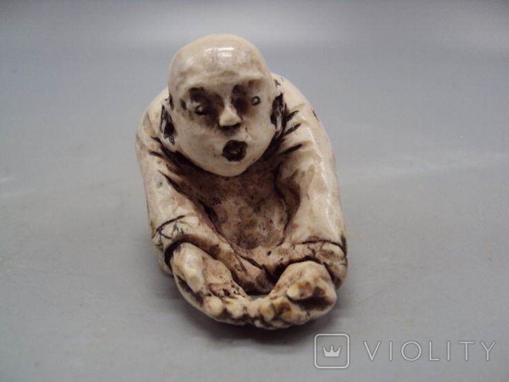 Netsuke figure figurine mammoth bone miniature man washes Japanese asks for weight 77.67g, photo number 5