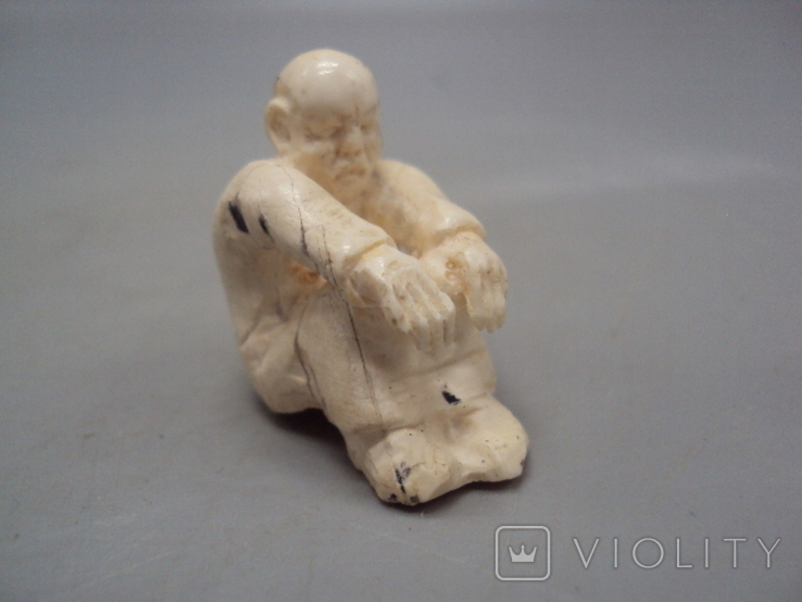 Figure netsuke figurine bone tusk mammoth miniature man japanese sitting 3.2 cm, photo number 8