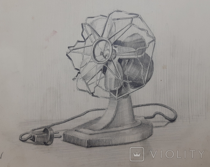 Портрет советского вентилятора.17,5х19 см.1960-е гг. карандаш, бумага. без подписи.