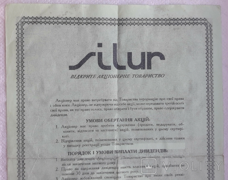 Ukraine, share of OJSC Silur, share certificate, 1997, photo number 6