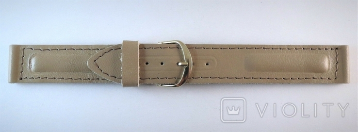 New Watch strap 18 mm. Leather. Beige color, photo number 4