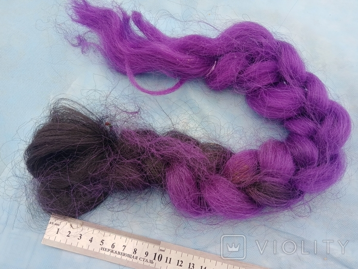 Искусственная сиреневого цвета коса для куклы. коса, photo number 3