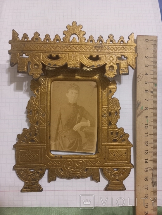 До 1917г Рамка с фотографией Касли. Фрейлина с медалью. Царское село.