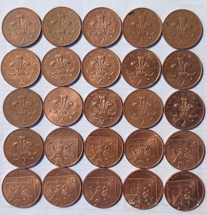 2 пенни Великобритании 1992-2016 25 штук., фото №3