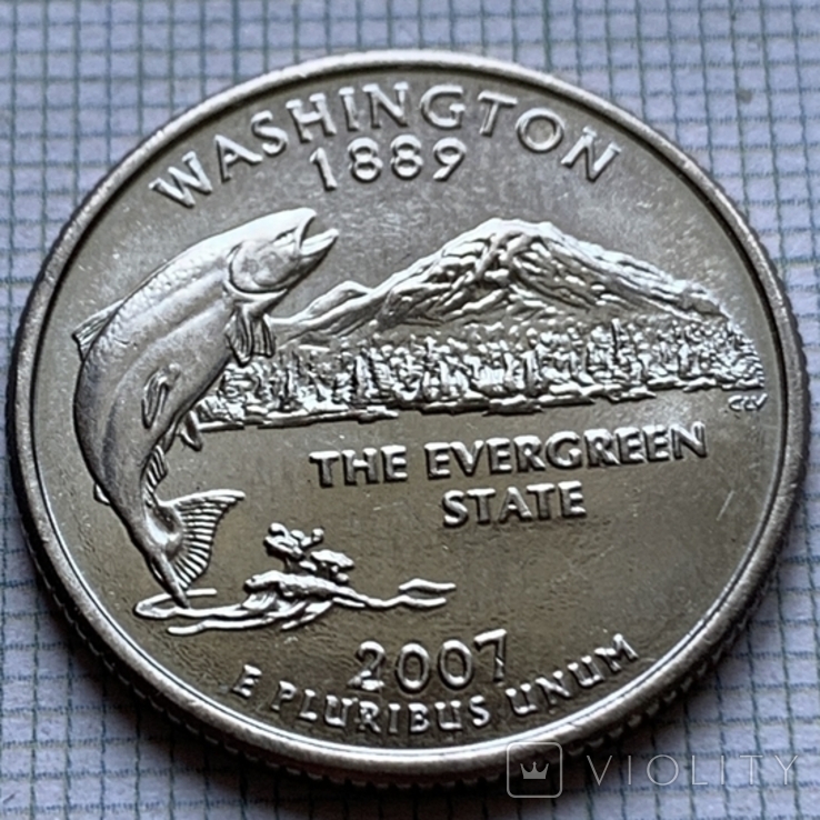США 25 центів 2007 року Вашингтон (D), фото №2