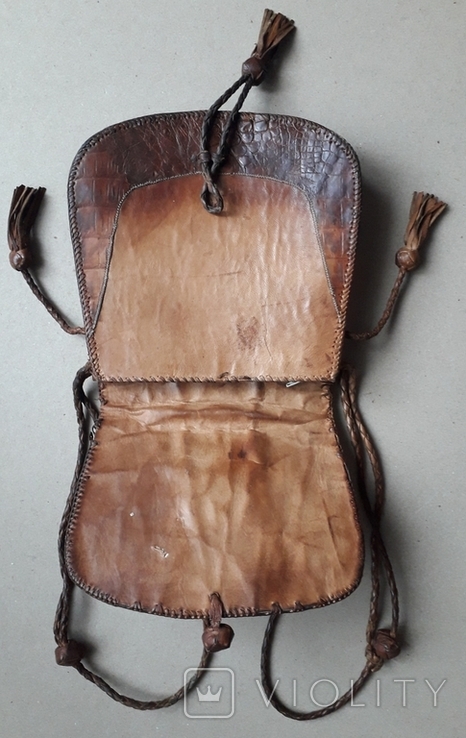 Винтажная сумка ручной работы из кожи алигатора - 23х24х8 см., фото №7