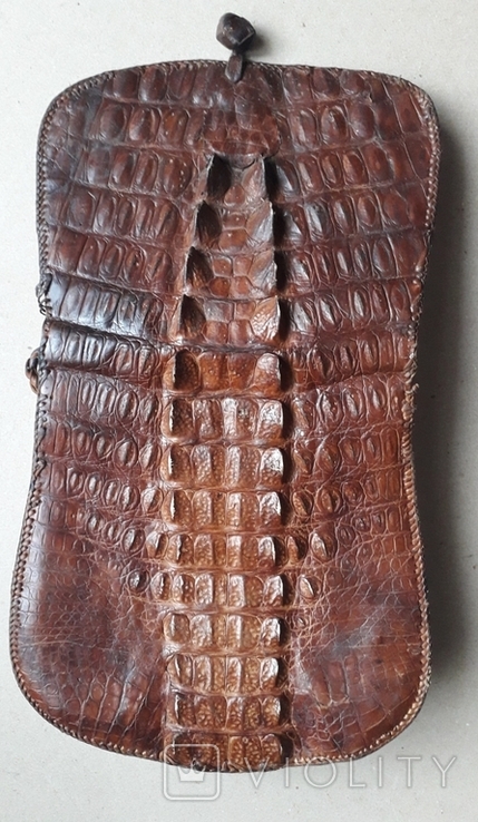 Винтажная сумка ручной работы из кожи алигатора - 23х24х8 см., фото №2